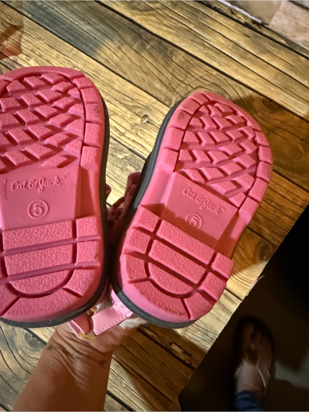 Cat & Jack Pink and Gray Girls' Faux-Fur Snow Boots fur has a dirty spot ! - Picture 4 of 8